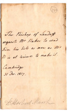 Herbert Marsh Bishop of Llandaff Signed Letter + Cover 1817 Autographed