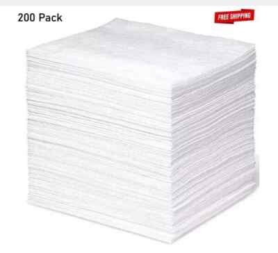 Oil Spill Clean Up Pads (200)  Absorbs 35 gal. Contractor Grade Polypropylene