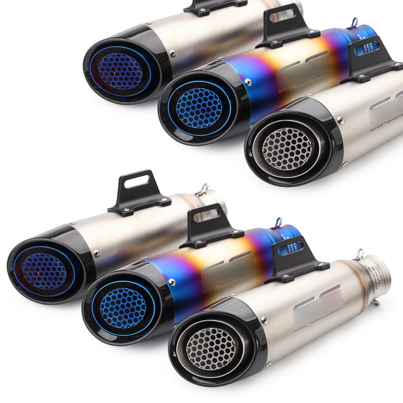 Deflector de punta de escape de motocicleta 51/60,5 mm con tubo silenciador de escape universal de red Foto 2 de 4