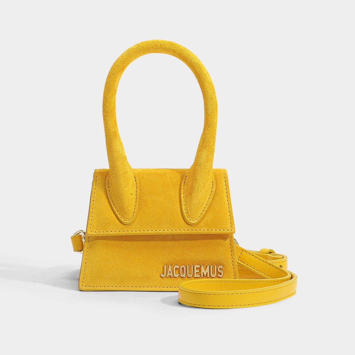 Jacquemus Chiquito Bag In Yellow Suede. Comes with receipt and