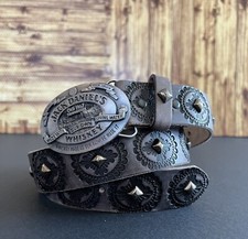 Belt Leather -Jack Daniels Metal Buckle -Biker Style