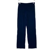 MANGO Women Dark Blue Regular Straight Fit Elastic Waist Trousers Size M