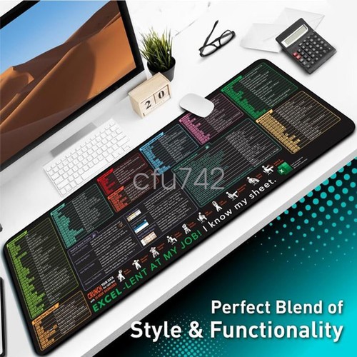 Excel Cheat Sheet Desk Mat, Excel Shortcuts Mouse Pad, Shortcuts AU - Picture 2 of 6