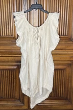 Kalita Womens Dress Extra Small XS Beige Andromeda Mini Silk Cotton Loose Fit