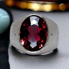 Garnet Gemstone With 925 Sterling Silver Ring For Men's AL772