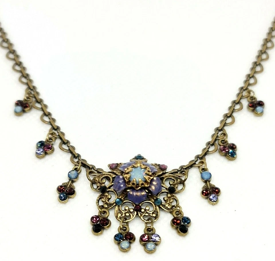 Precioso collar de cristales de flores púrpuras de Michal Negrin #0098# Foto 2 de 4