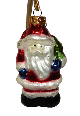 Vintage Blown Glass Figural Christmas Ornament Santa Claus with Blue ...