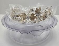DAVIDS Bridal Moldable Crystals Tiara Champagne Gold Wedding Bride Headpiece NEW