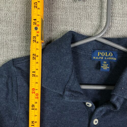 Polo Ralph Lauren Shirt Dress Girls 6x Blue Gray Mesh Small Pony Logo Ruffles - Picture 3 of 10