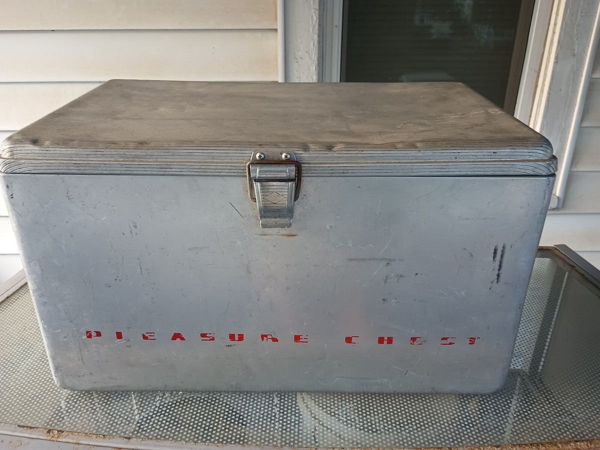 Vintage Mid Century Progress Pleasure Chest Chrome Cooler 22 x 13