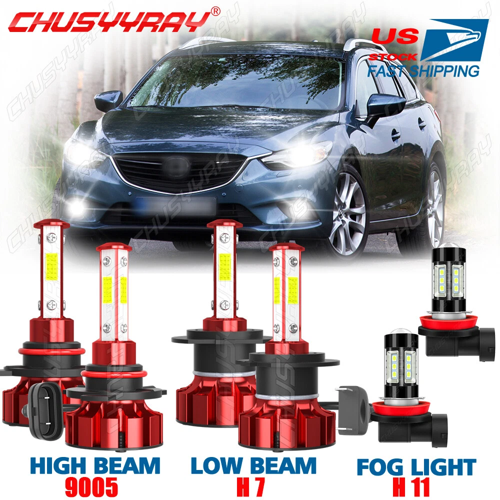 For Mazda 6 2011 2012 2013 Mazda6 LED Headlight 9005 H7 H11 Fog Light Bulbs 6pcs