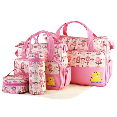 5PCS Baby Diaper Bag Travel Mom Mummy Maternity Changing Pad Nappy Tote Bags Kit - Picture 22 of 27