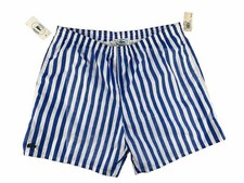 Vintage 80s 90s Lacoste Men's Striped Relaxed Fit Swim Shorts Blue White New Row