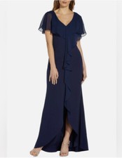 Adrianna Papell Metallic Blouson Gown  NWT SIZE 4 Navy - NavyNight
