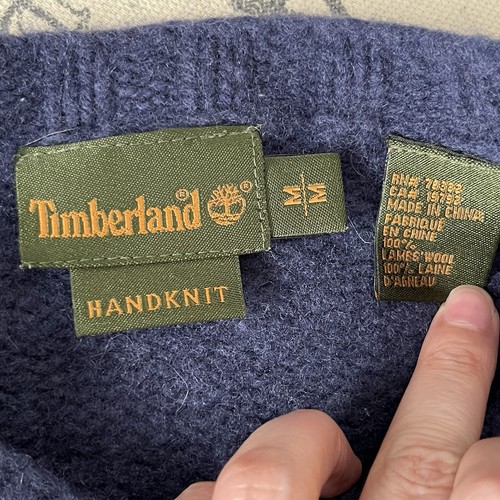 Timberland Navy Blue Lambs Wool Chunky Knit Long Sleeve Pullover Sweater Top - Picture 5 of 5