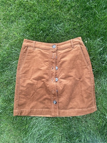 Cabi 3755 University Corduroy Skirt Toffee Brown Button Front Pockets Size 4 - Picture 4 of 4