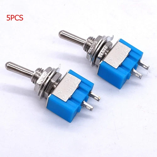 5Pcs SPST Mini Toggle Switch 2 Pin 2 Position ON/OFF 6A 125V MTS-101