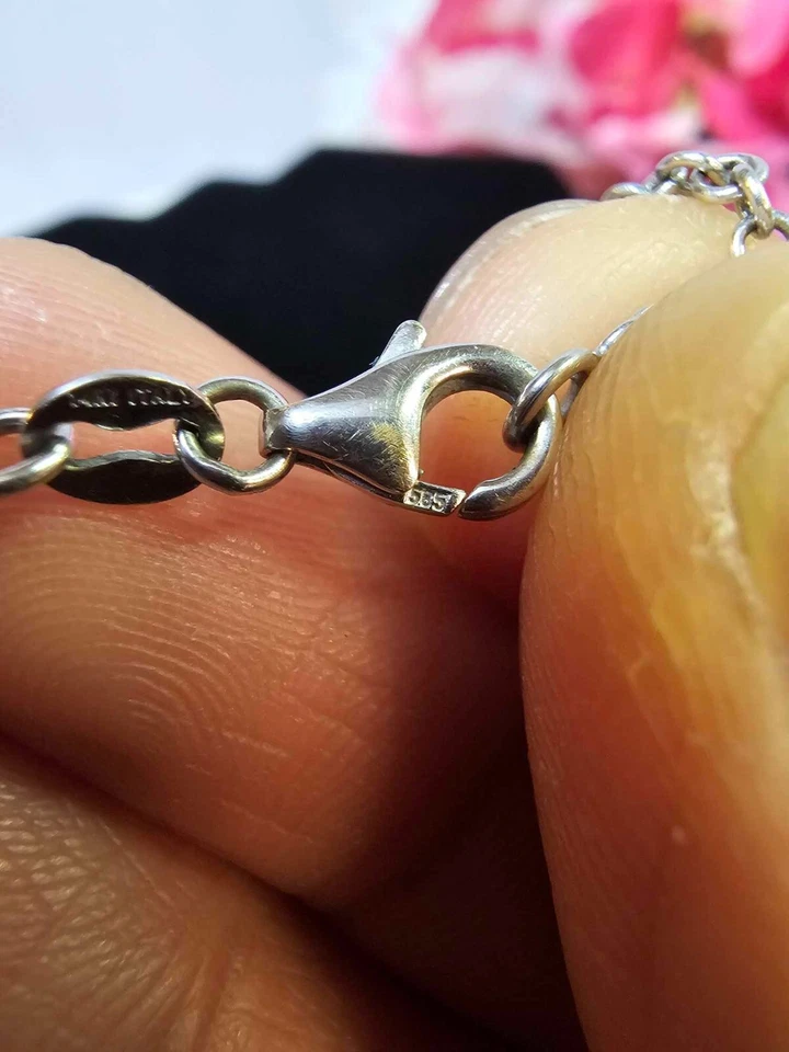 Tobillera 585 oro blanco 14k Italia 9,5 pulgadas"- 2,91 g -BoxS16 Foto 3 de 4