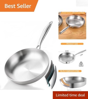 Chef's Quality 8-Inch Frying Pan - Tri-Ply Stainless Steel, Energy Efficient