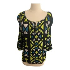 Ruby Rd. Green Teal Black Elegant Tunic Top Blouse Shirt Petite XL