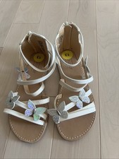 SO Esther Girls White Gladiator Dress Sandals Butterfly Accents Size 13