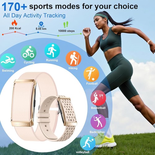 Smart Bracelet for Men Women with 24/7 Activity & Fitness Trackers Band Pink - Picture 3 of 9
