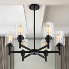 Black Chandelier, 6 Light Farmhouse Chandeliers for Dining Room Light Fixture...