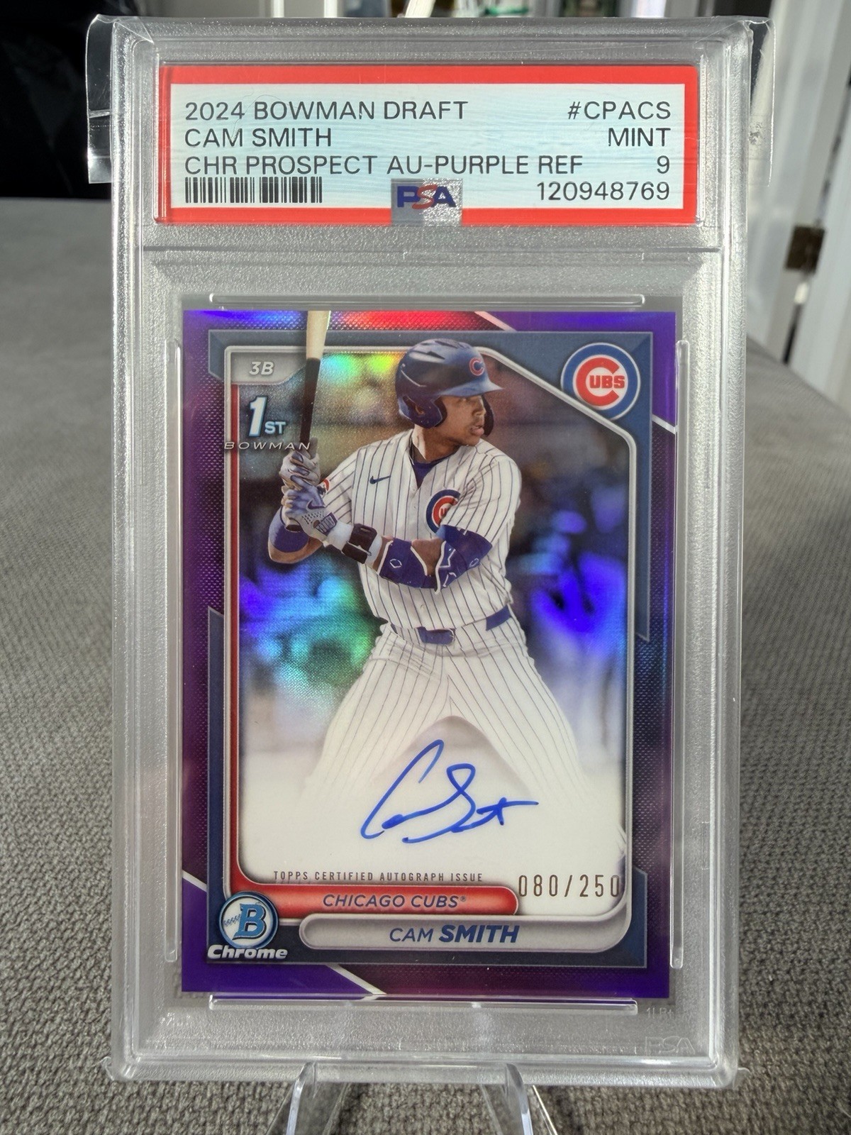 2024 Bowman Draft - Chrome Prospect Autographs Cam Smith #CPA-CS Purple  /250
