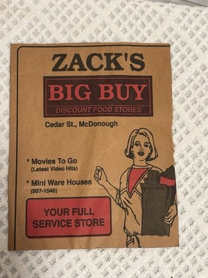 Vintage8090s Zacks Big Buy Shopping Clip Bag Paper McDonough Ga Grocery Ephemera
