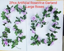2Pcs Artifucal Flower RoseVine Garland Party Wedding Table Wall Decor Lilac