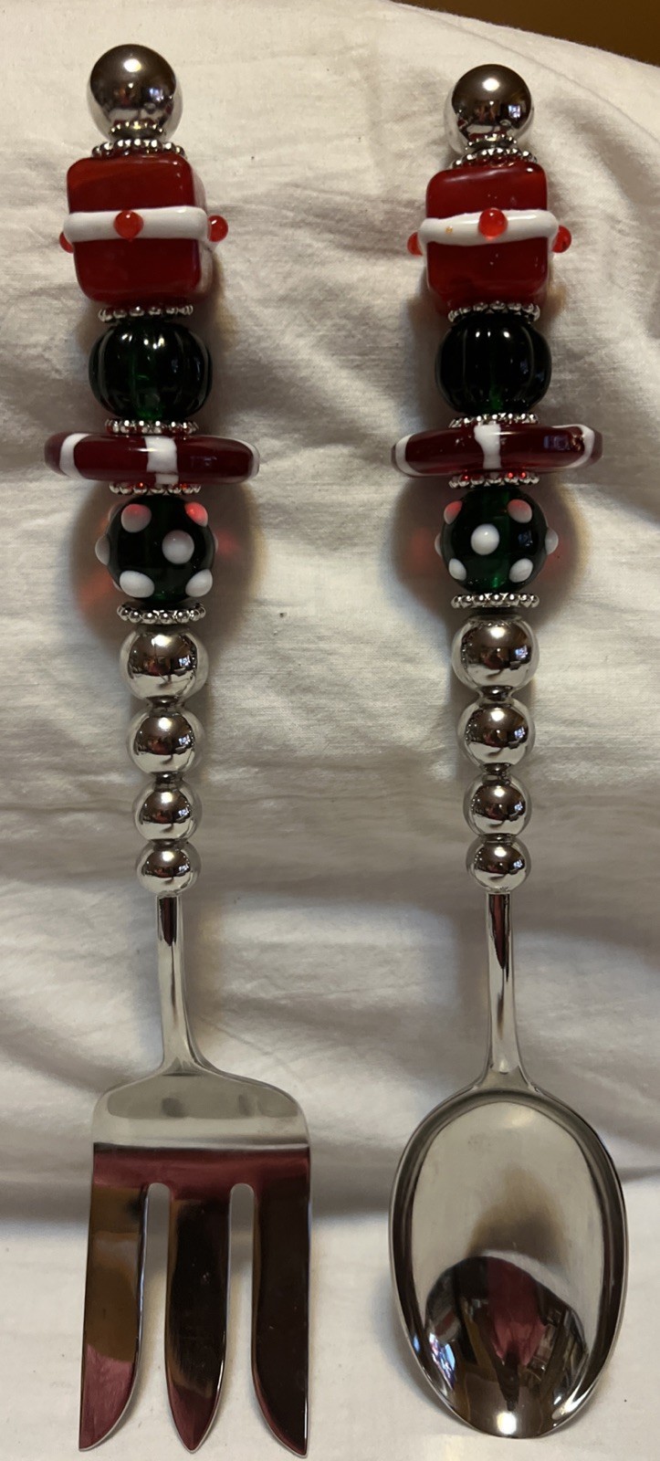 Two Unique Christmas Salad Servers Very Pretty & Colorful