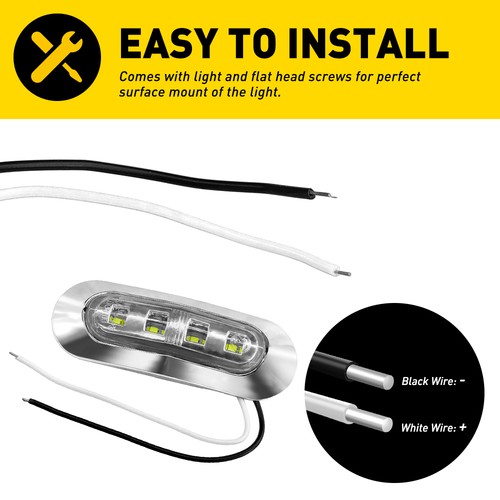 10/30x 12V 4 LED Side Clearance Marker Lights Truck Trailer Lamps White Chrome - Picture 132 of 271