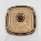 Pyrex Replacement Square Amber Glass Lid A-7-C Corning Brown 7" Vintage
