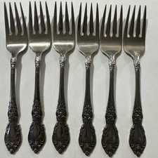 Oneida Wordsworth Stainless Flatware Salad Dessert Forks Set Of 6  USA 