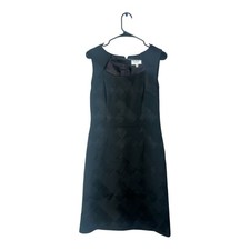David Meister Little Black Dress Jacquard Sheath Cocktail Sleeveless Size S
