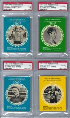 LOT OF 10 DIFFERENT PSA GRADED 1964 MAC ROBERTSON'S OLYMPIC QUIZ CARDS