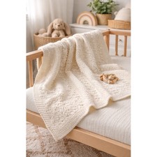 Cream Knit Baby Blanket Textured Bobble Dot Soft Cozy Nursery Throw