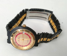 Orologio polso vintage Le Duc metallo bicolor nero dorato datario quartz-XXX