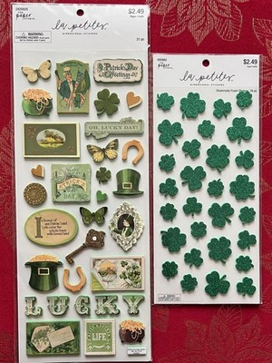 #651 - ST. PATRICK'S DAY IRISH SHAMROCK VINTAGE 3D STICKERS - SOOOOO CUTE