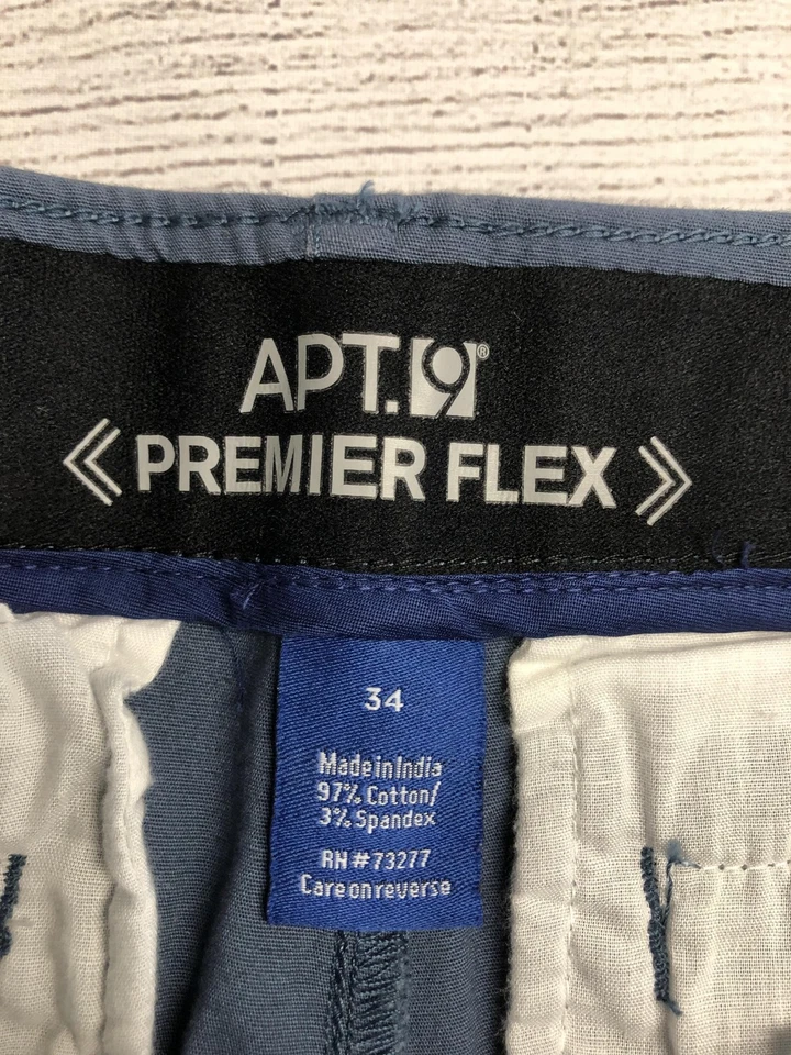 Apt. 9 Premier Flex 短裤男式 34 灰色工装弹力棉休闲口袋 — 第 2/4 张图片