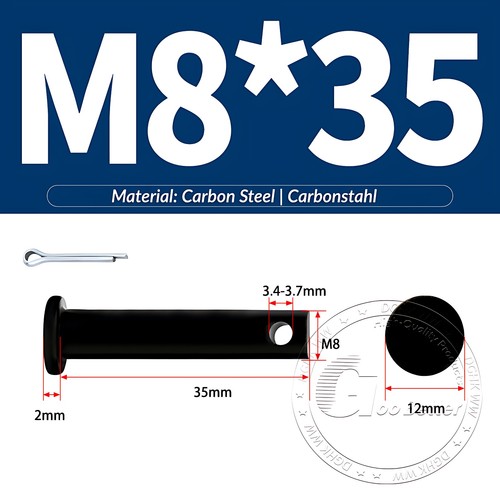Pasador de horquilla negro pasador de bisagra pasador de retención pasador de aparejo métrico de acero al carbono M4-M30 - Imagen 52 de 201