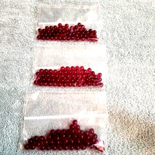 GLASS RUBY RED ROUND BEADS 5/16" 58 Pcs. Per Pak  3 paks available 