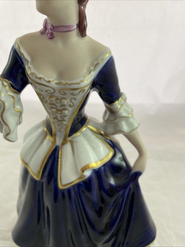 Royal Dux Rococo Cobalt Blue Gold Lady Figurine 13" Damaged - Picture 5 of 14