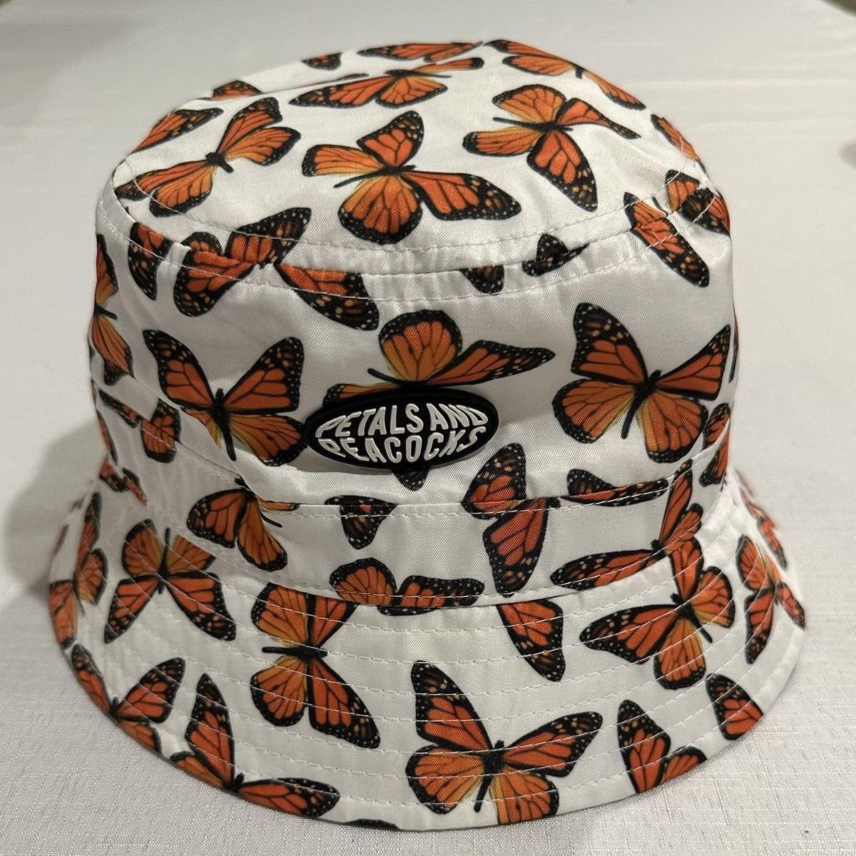 Embroidered Icon Butterfly Bug Boho Peasant Hipster Street Hippie Art Bucket Hat Butterfly and Flowers Organic Cotton Bucket Hat – Formula S7 main image 2