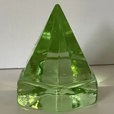 Ship Deck Lighting Prism Vintage Green Glass Pyramid Paperweight Small 3” EUC