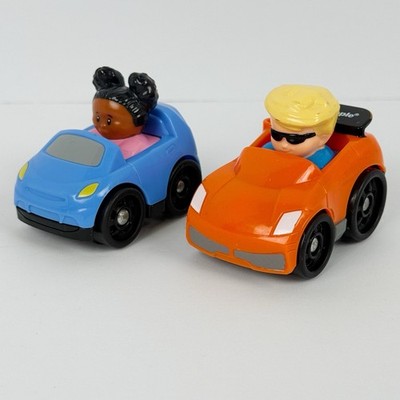 Fisher Price Little People Wheelies Lot Of 2 Cars Blue & Orange Vehicles