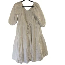 Love, Whit White Tiered Midi Dress Cottagecore Boho Casual Summer