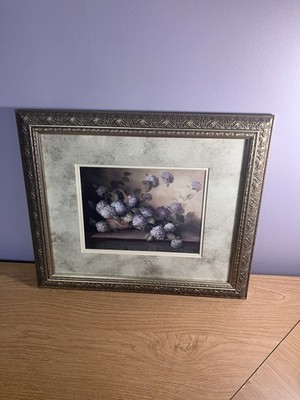 Fabrice de Villeneuve Framed &Matted Art Print ''Hydrangeas In Violet'' Art in Mot