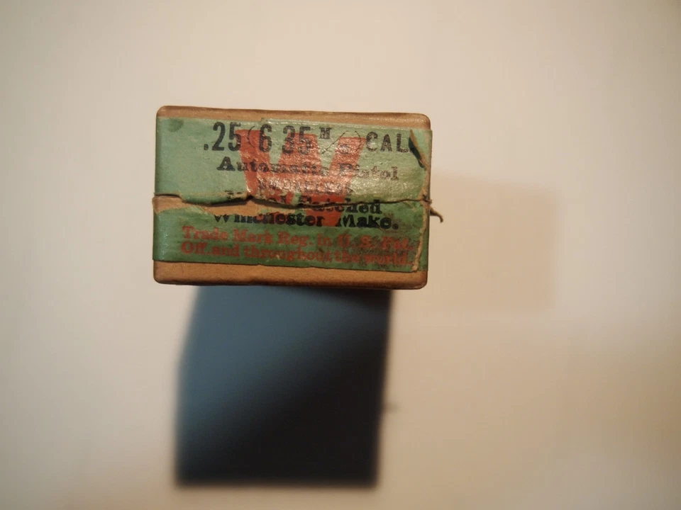 Caixa vazia – Cartuchos de pistola automáticos Winchester .25 originais raros 1910 - Imagem 4 de 4