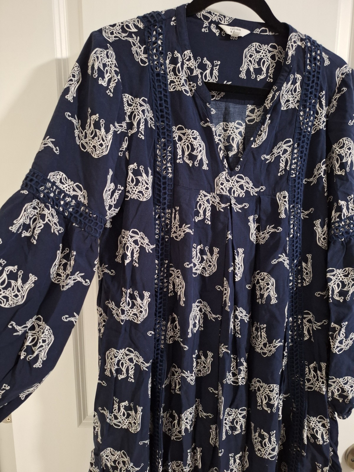 elephant pattern medium knee length long sleeve d… - image 2